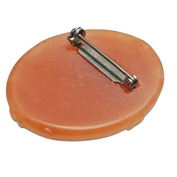 Raised Bouquet Flowers Brooch Framed Cameo Oval Shaped Vtg Floral Pin Revival - Picture 5 of 7